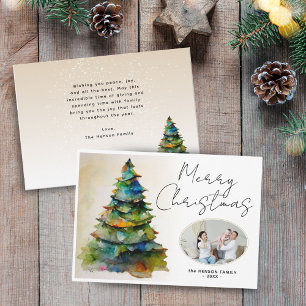 Cartes Pour Fêtes Annuelles Art photographique festif d'arbre de Noël à l'aqua