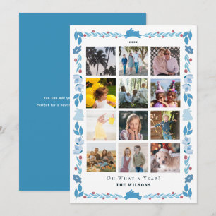 Cartes Pour Fêtes Annuelles Art populaire Blue Bunny Quelle année en revue 12