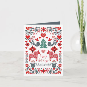 Cartes Pour Fêtes Annuelles Art populaire nordique scandinave Fable Noël