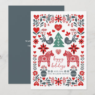 Cartes Pour Fêtes Annuelles Art populaire nordique scandinave Fable Noël