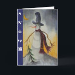 Cartes Pour Fêtes Annuelles Art populaire primitif Snowman<br><div class="desc">Art original en acrylique sur papier. Le Showman a un style d'art populaire primitif,  habillé d'un chapeau haut et d'une écharpe rouge.</div>