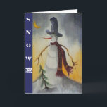 Cartes Pour Fêtes Annuelles Art populaire primitif Snowman<br><div class="desc">Art original en acrylique sur papier. Le Showman a un style d'art populaire primitif,  habillé d'un chapeau haut et d'une écharpe rouge.</div>