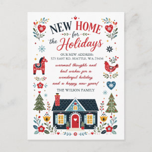 Cartes Pour Fêtes Annuelles art populaire scandinave Nouvelle Maison pour les