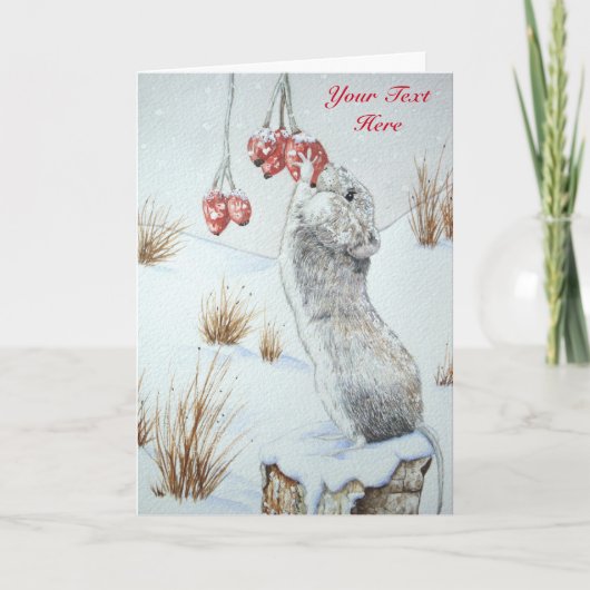 Cartes Pour Fêtes Annuelles Art rouge sauvage mignon de scène de neige de (Devant)