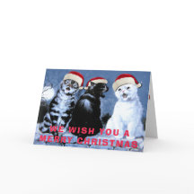 Art vintage de choeur de chats de Père Noël de