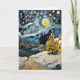 Cartes Pour Fêtes Annuelles Art Vintage de Noël inspiré par Van Gogh