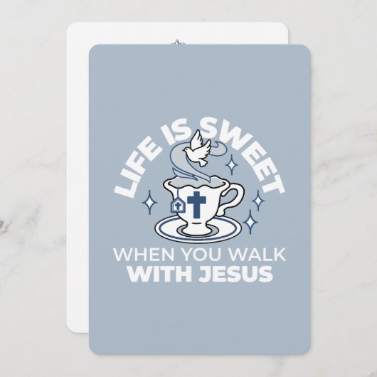 Cartes Pour Fêtes Annuelles Art Vivant Fidèle - Teacup avec Croix et Dove (Devant / Derrière)