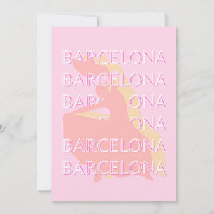 Cartes Pour Fêtes Annuelles Art Voyage de Barcelone, Espagne Art, Rose, Pastel
