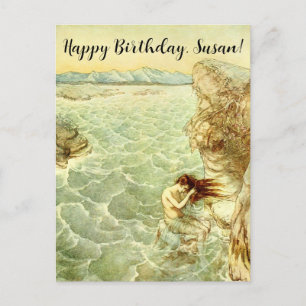 Cartes Pour Fêtes Annuelles Arthur Rackham Illustration Nymphe sur un rocher