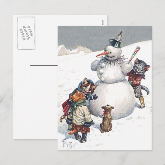 Cartes Pour Fêtes Annuelles Arthur Thiele - cache-cache de jeu de chatons (Devant / Derrière)