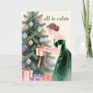 Cartes Pour Fêtes Annuelles Artisanat peint à la main Noël moderne d'Emerald