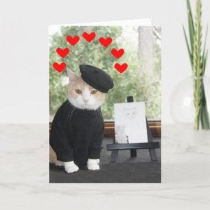 Cartes Pour Fêtes Annuelles Artiste de chat dans l'amour Valentine