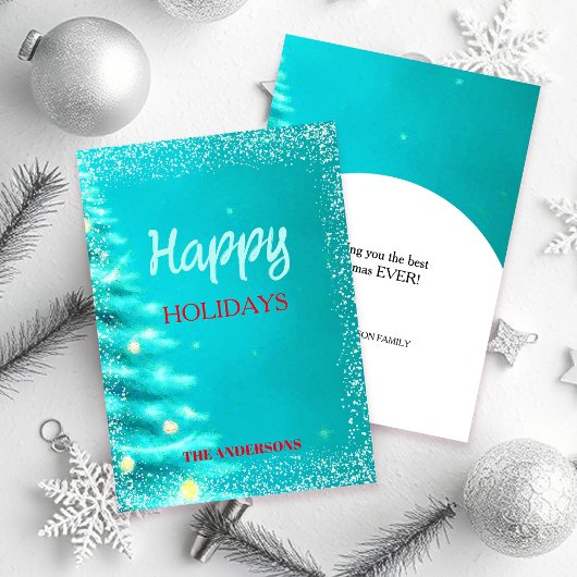 Cartes Pour Fêtes Annuelles Artistic Blue Holiday Christmas Tree 