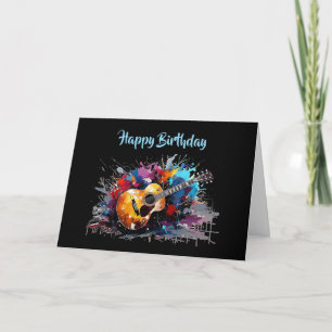 Cartes Pour Fêtes Annuelles Artistique Abstrait Amoureux de Musique de Guitare