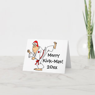 Cartes Pour Fêtes Annuelles Arts martiaux Merry Kick Mas Noël