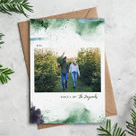 Cartes Pour Fêtes Annuelles Artsy Peace et Joy Photo<br><div class="desc">Cartes photo de Noël imprimées sur mesure avec un simple modèle do-it-yourself pour la personnalisation. Ce design artistique a un arrière - plan abstrait de peinture éclaboussante dans les tons vert et bleu. Ajoutez votre photo de famille, votre salutation personnelle, vos noms et l'année. Utilisez les outils de conception pour...</div>