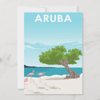 Cartes Pour Fêtes Annuelles Aruba Island Travel Poster