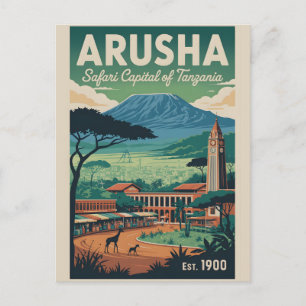 Cartes Pour Fêtes Annuelles Arusha Tanzanie Art de Affiche de Voyage Rétro