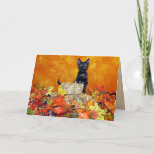 Cartes Pour Fêtes Annuelles Ashlynn's Fall / Thanksgiving Card - Cute Cat Pic