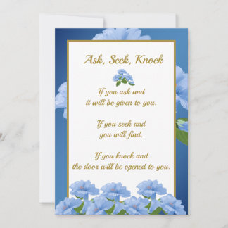Cartes Pour Fêtes Annuelles Ask Seek Knock Matthew 7:8 Card