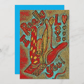 Cartes Pour Fêtes Annuelles ASL Funky Je t'aime vraiment  (Devant / Derrière)