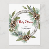 Cartes Pour Fêtes Annuelles Aspen Wreath with Pinecones Christmas postcard (Devant)