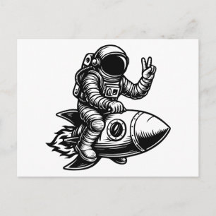 Cartes Pour Fêtes Annuelles Astronaute chevauchant une fusée