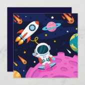 Cartes Pour Fêtes Annuelles Astronaute dans l'espace (Devant / Derrière)
