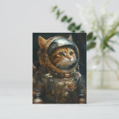 Cartes Pour Fêtes Annuelles astronaute de chat Steampunk (Debout devant)