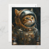Cartes Pour Fêtes Annuelles astronaute de chat Steampunk (Devant / Derrière)