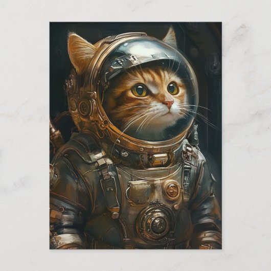 Cartes Pour Fêtes Annuelles astronaute de chat Steampunk (Devant)