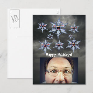 Cartes Pour Fêtes Annuelles Attack of the Snowflake Zombies Holidays Postcard