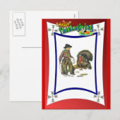 Cartes Pour Fêtes Annuelles Attaque à la dinde de style cowboy (Devant / Derrière)