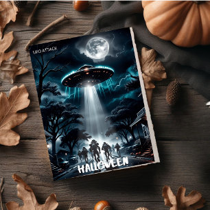 Cartes Pour Fêtes Annuelles Attaque d'Alien UFO Effrayant pour Halloween cette