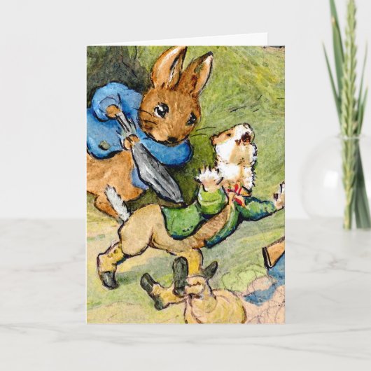 Cartes Pour Fêtes Annuelles Attaque de lapin de Pâques (Devant)