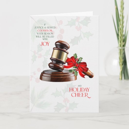 Cartes Pour Fêtes Annuelles Attorney Judicial Gavel Verdict of Joy and Cheer (Devant)