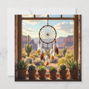 Cartes Pour Fêtes Annuelles Attrape-rêves, canyons du désert, cactus