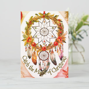 Cartes Pour Fêtes Annuelles Attrape-rêves Noël Magique Couronne Dorée