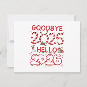 Cartes Pour Fêtes Annuelles Au revoir 2025 Bonjour 2026 Joyeux Noël Bonne Anné