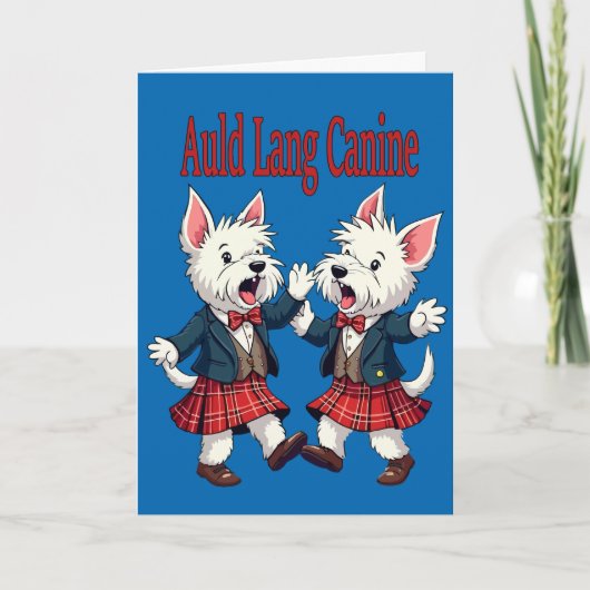 Cartes Pour Fêtes Annuelles Auld Lang Canine West Highland Terrier Ceilidh (Devant)