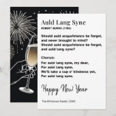 Cartes Pour Fêtes Annuelles Auld Lang Syne Lyrics New Year Personalized (Devant / Derrière)