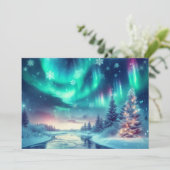 Cartes Pour Fêtes Annuelles aurore boréale/Noël/Hiver (Debout devant)