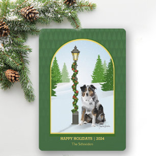 Cartes Pour Fêtes Annuelles Aussie Chien Noël Lampe à Neige Post