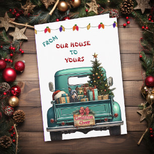 Cartes Pour Fêtes Annuelles Australian Kelpie Dog Farm Truck Card