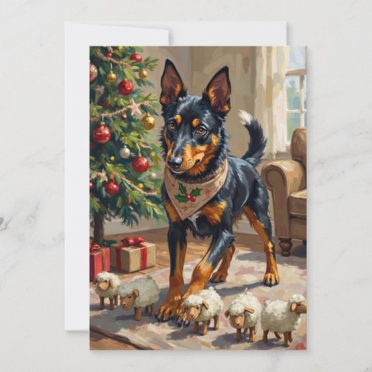 Cartes Pour Fêtes Annuelles Australian Kelpie Herding Christmas Art (Devant)
