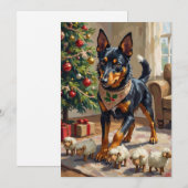 Cartes Pour Fêtes Annuelles Australian Kelpie Herding Christmas Art (Devant / Derrière)