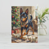 Cartes Pour Fêtes Annuelles Australian Kelpie Herding Christmas Art (Debout devant)