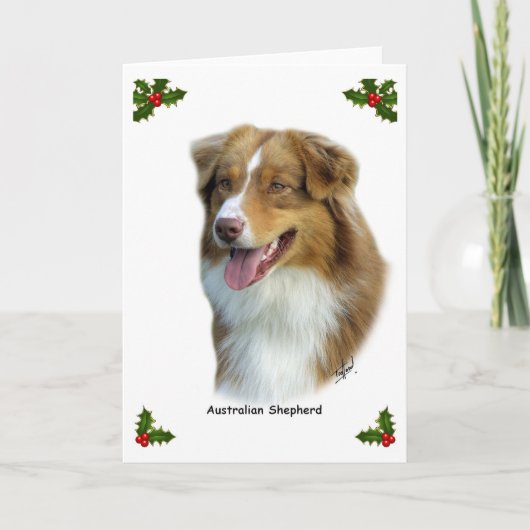 Cartes Pour Fêtes Annuelles Australian Shepherd 9K4D-16 (Devant)