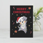Cartes Pour Fêtes Annuelles Australian Shepherd Merry Christmas Winter (Debout devant)