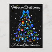 Cartes Pour Fêtes Annuelles Autisme Arbre de Noël bleu (Devant)